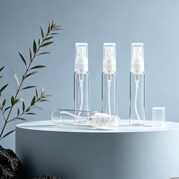 Elfenstal- 20個 空 10ml クリアファインミストアトマイザー ガラスボトルスプレー 詰め替え可能 香水 空のボトル ガラスクリーンスクロス 旅行パーティー ポータブルメイクアップツール + 無料3mlピペット