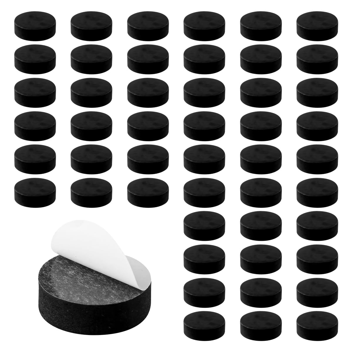 Lotsdonxia 48-Pack Invisible Pot Feet – Black EVA Foam Risers with Self-Adhesive Pads, Drainage Boost for Patio Planters & Furniture Leg Protection