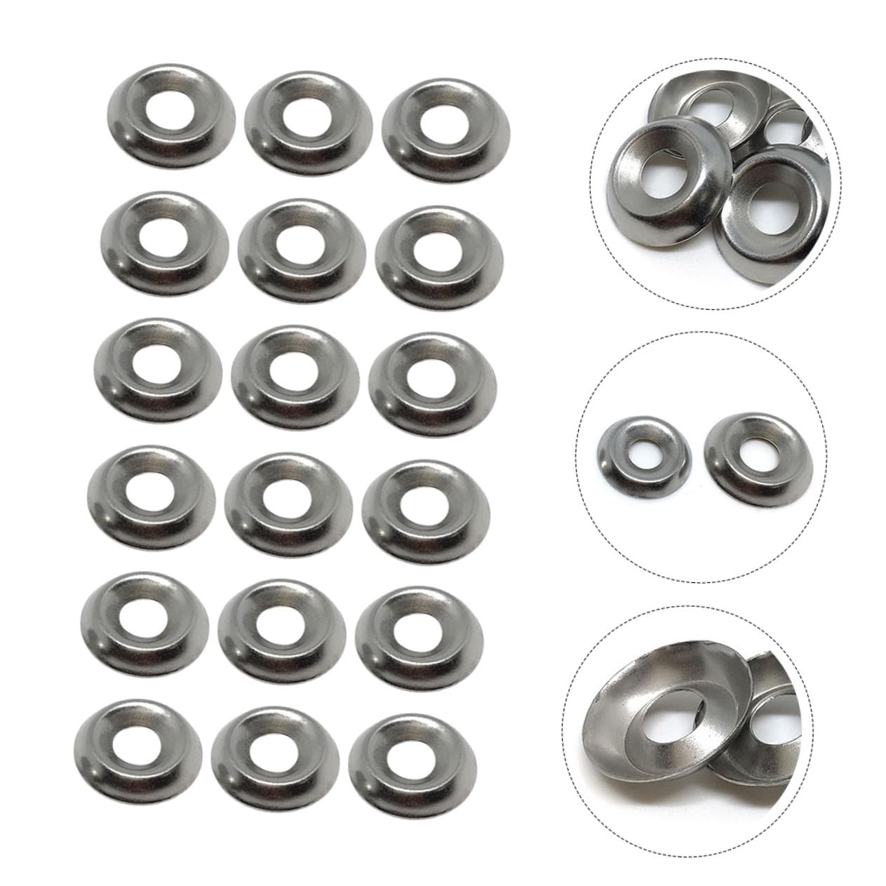 Ipetboom 100 Pcs 304 Stainless Steel Concavo-Convex Cup Washers Rust-Proof Bolt Replacement Gaskets Practical Fixing Screw Washers for Industrial and Scientific Use