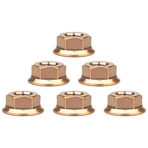 Miniatura 34 de Titanium DIN6923 M5 M6 M8 M10 M12 M14 M16 - Juego de 6 tuercas hexagonales (paso M8, 0.069 pulgadas, dorado)