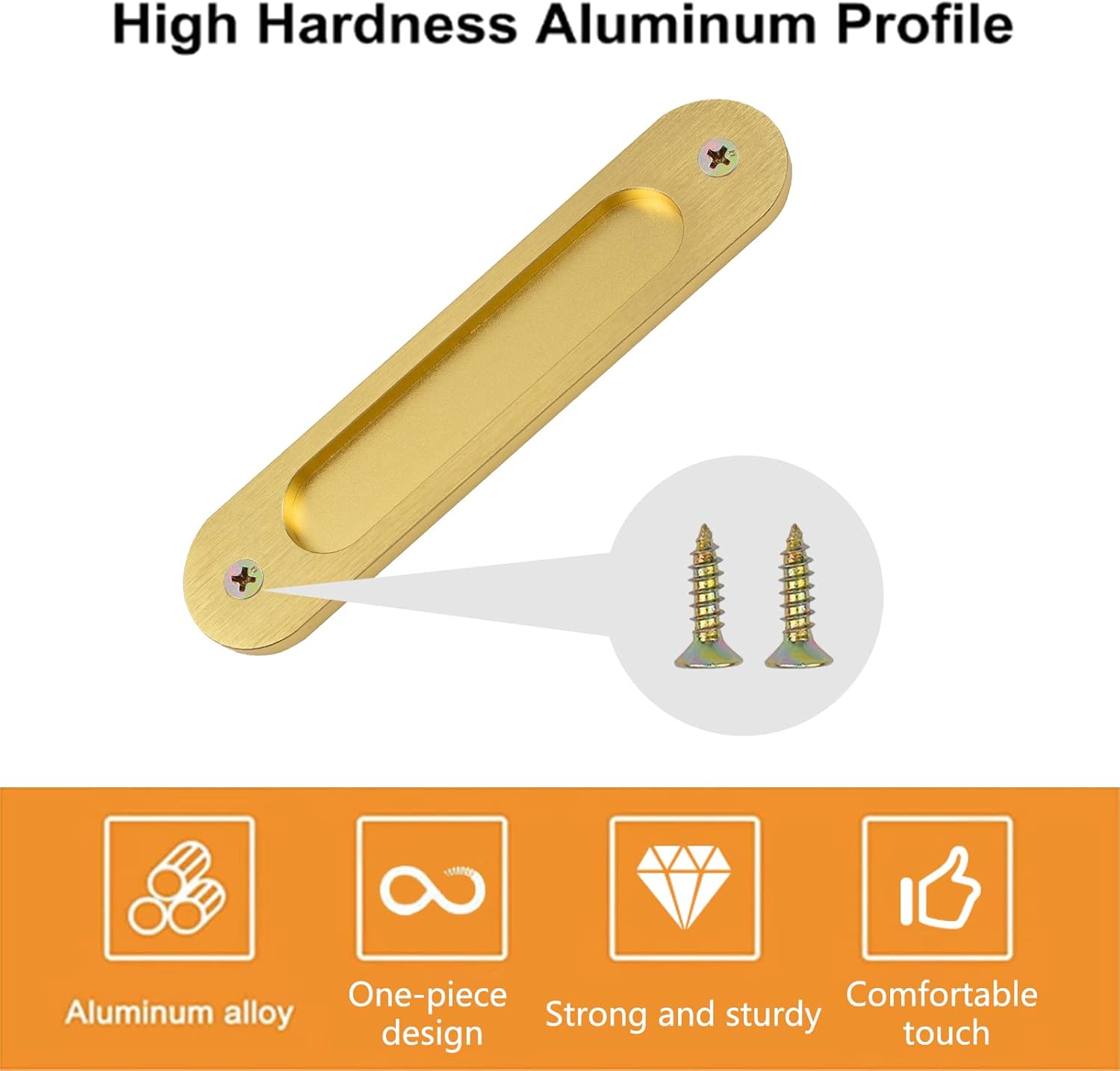 MOROBOR Oval Recessed Sliding Door Pulls, 4PCS Sliding Barn Door Finger Pull Matte Gold Aluminum Alloy Sliding Door Handles with Screws for Sliding Doors Cabinets Closet and Drawers