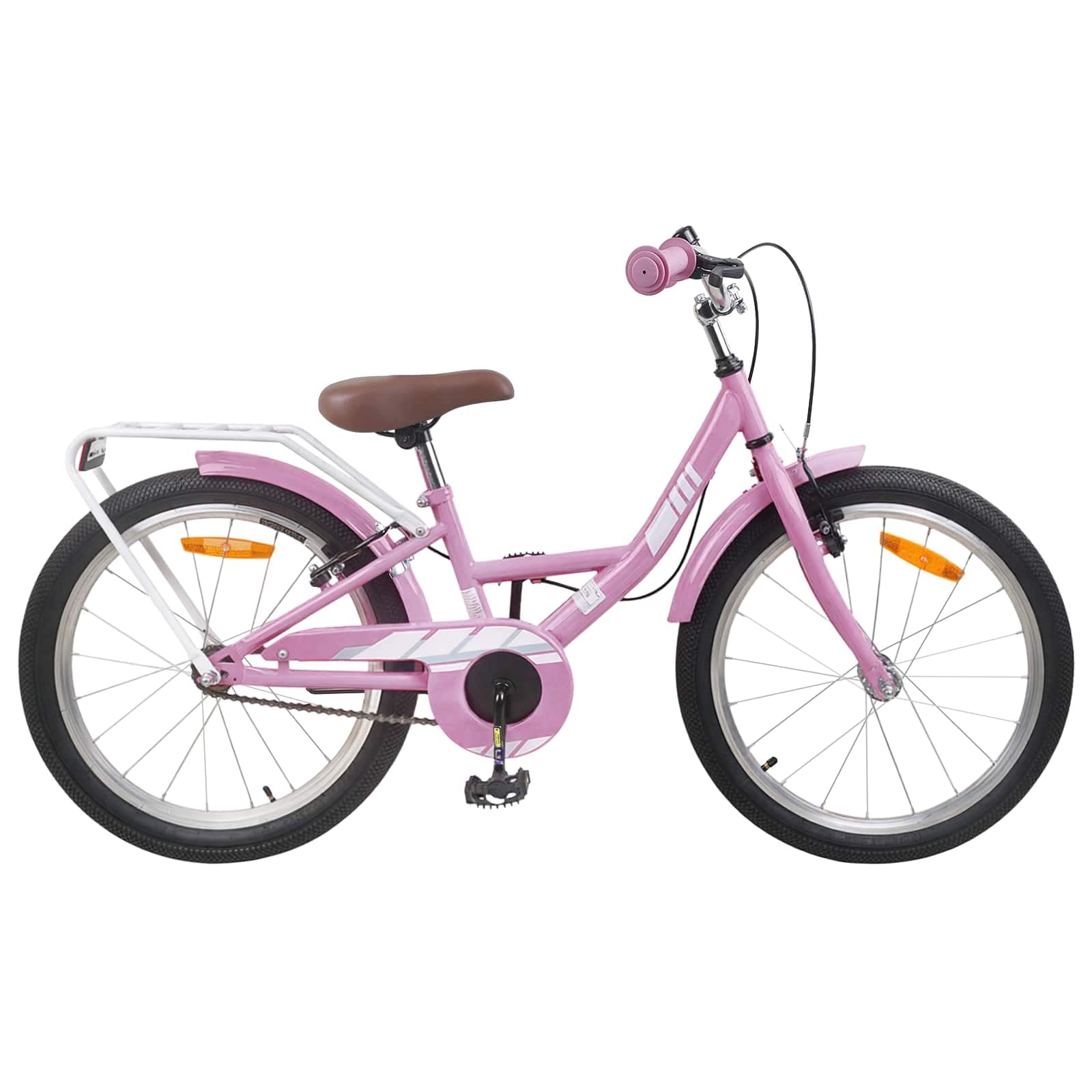 Kinderfahrrad 20 Zoll Hellrosa aus Stahl mit verstellbarem Lenker und Sitz, Linearzugbremse, Schutzblech für 6-11 Jahre, 11,4 kg, ideal zum Lernen, Freizeit, Training und Pendeln