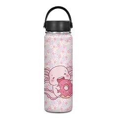 Dolyues Axolotl and Donut 20 oz Stainless Steel Kids Water Bottle with Handle - Leakproof Durable - Perfect