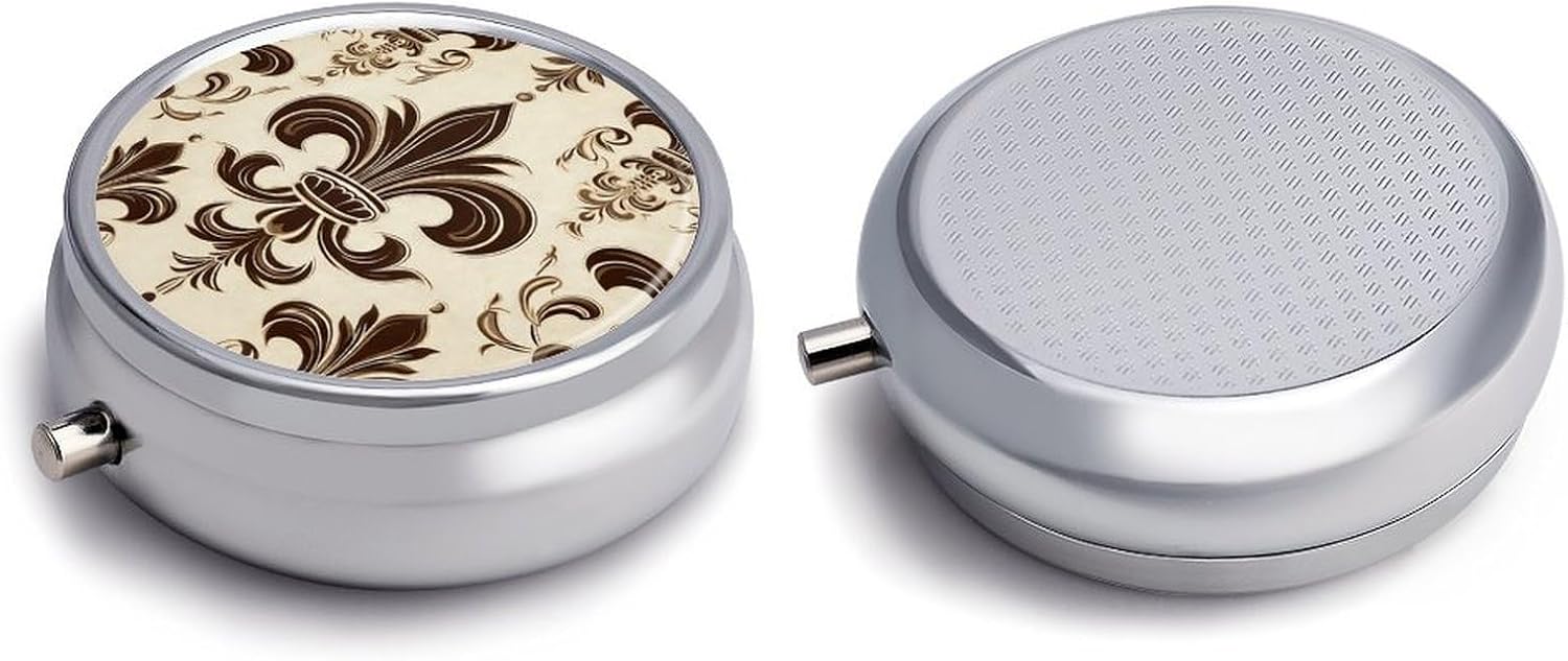 Flower Print 3 Compartments Pill Box with Mirror for Pocket image 5
