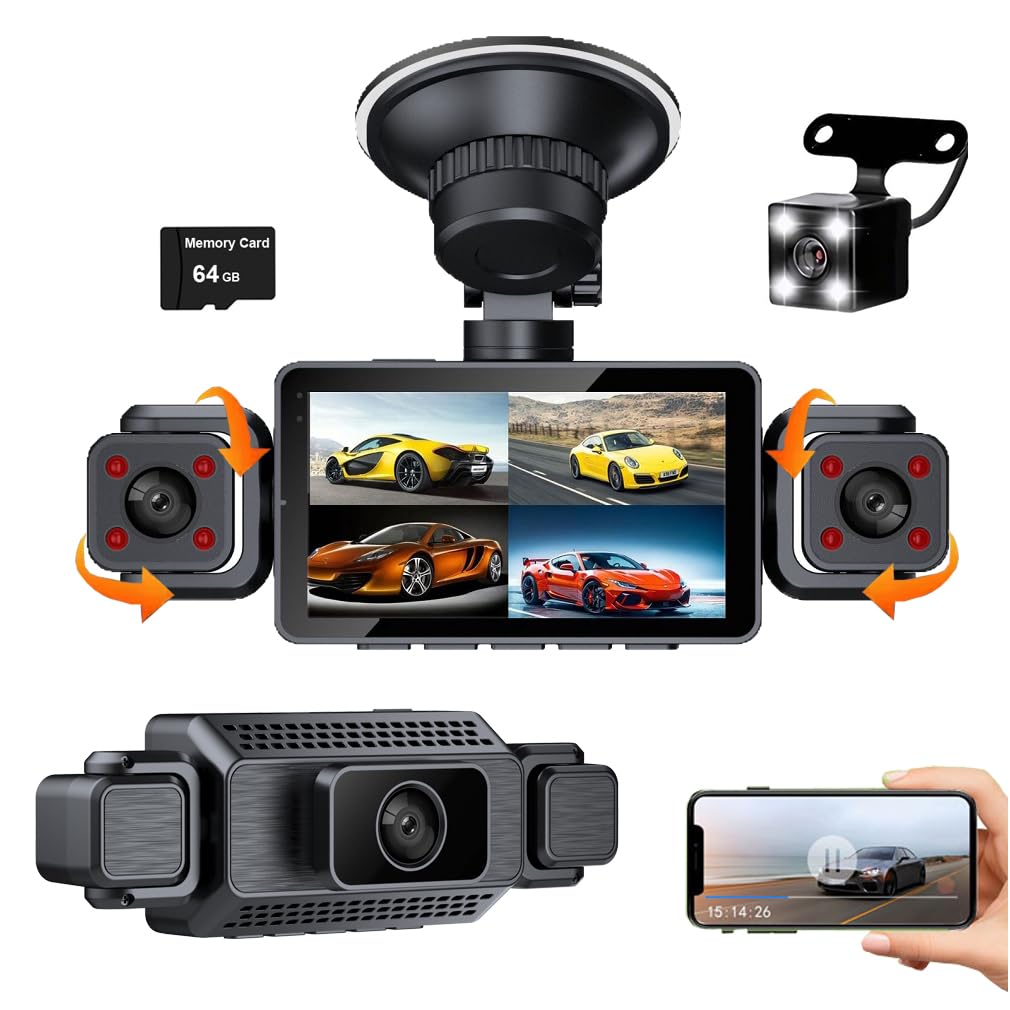 Amazon.co.jp: 車用4チャンネルダッシュカム WIFI APPビデオレコーダー 