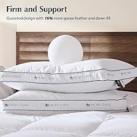 Vista 2 de Pacific Coast Goose Feather and Down Firm Bed Pillows Standard Size Set of 2 with Gusset, Luxury Hotel Collection Pillows 2 Pack for Sleeping