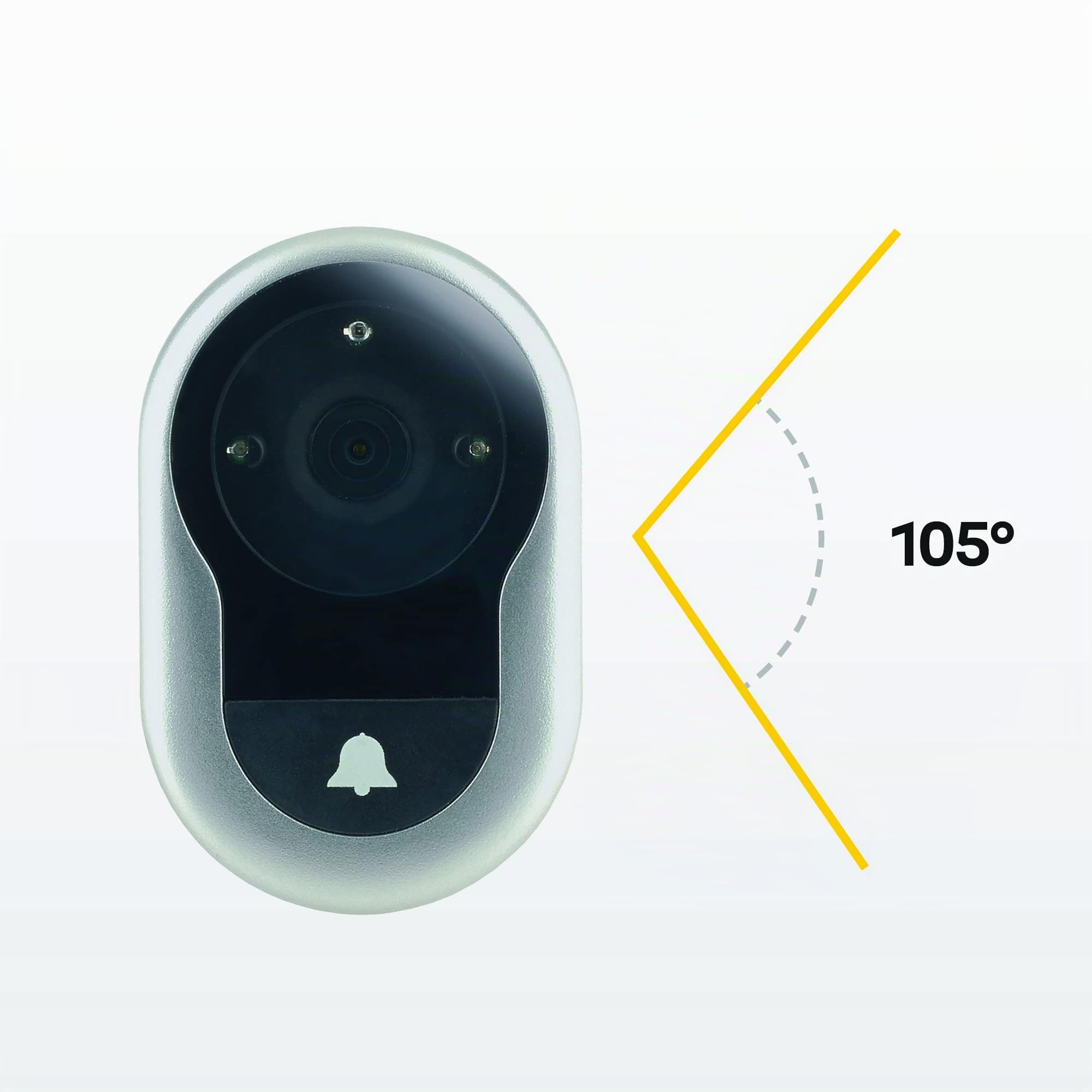 Yale Digitaler Türspion Memory Plus 4500 - Erfasst Bilder - integrierte Türklingel - Live-Ansicht - Silber