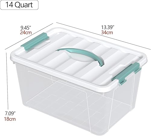 Miniatura 2 de 8 paquetes de contenedores de almacenamiento de plástico con tapas, caja de almacenamiento transparente, 14 cuartos de galón