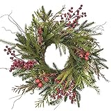 Türkranz für Weihnachten, Dekorative Kränze, Weihnachtsgirlande mit Kugeln, Künstlicher Weihnachtskranz, Bauernhaus Deko Kranz grün