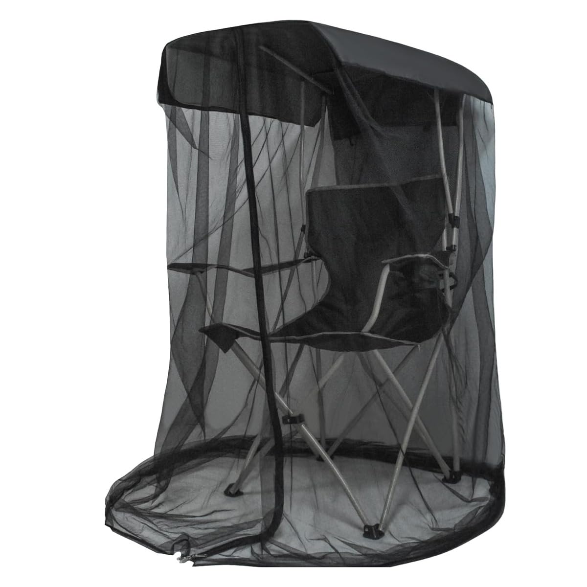 Durlo Mosquito Net Cover for Canopy Chair Insect Barrier Black with Zipper Opening Waterproof Roof for Fishing Camping​