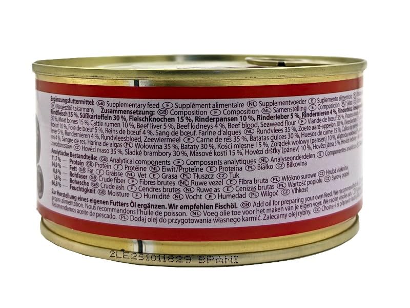 Lunderland Rind Menü Plus 5 x 300g Dose (insg. 1,5kg) I Hundefutter I mit Rindfleisch, Süßkartoffel, Fleischknochen,Pansen, Leber, Niere, Rinderblut, Seealgenmehl I Nassfutter I Dosenfutter