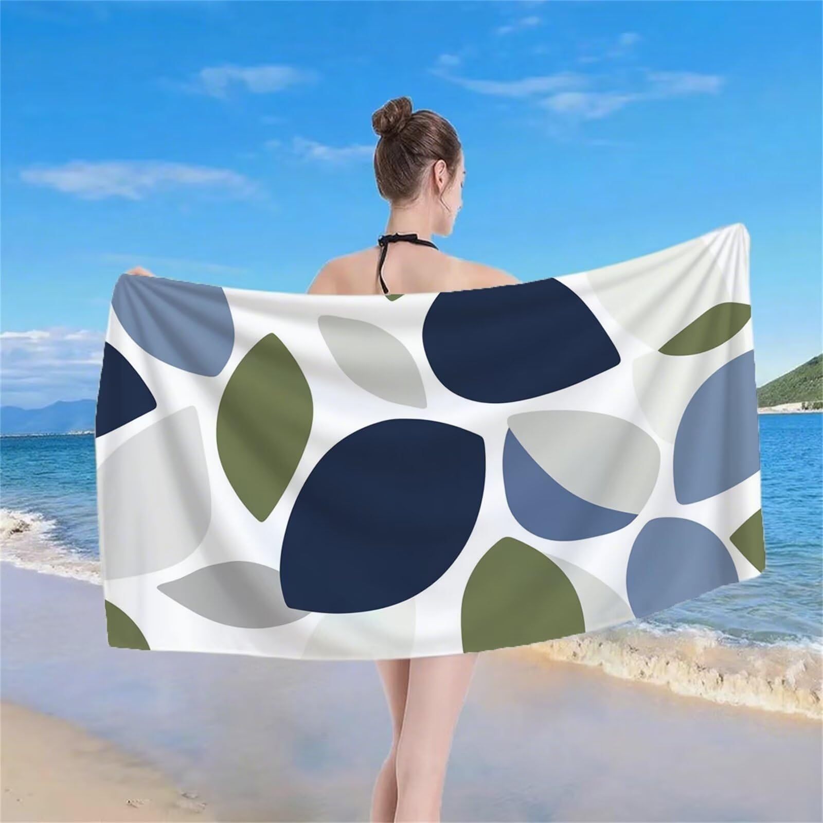 Serviette de Plage XXL 220x100 cm Anti Sable et Séchage Rapide Microfibre Drap de Plage Serviette de Bain Grande Taille Drap de Bain pour Homme Femme Voyages Natation Camping Pique Nique Moderne S-605