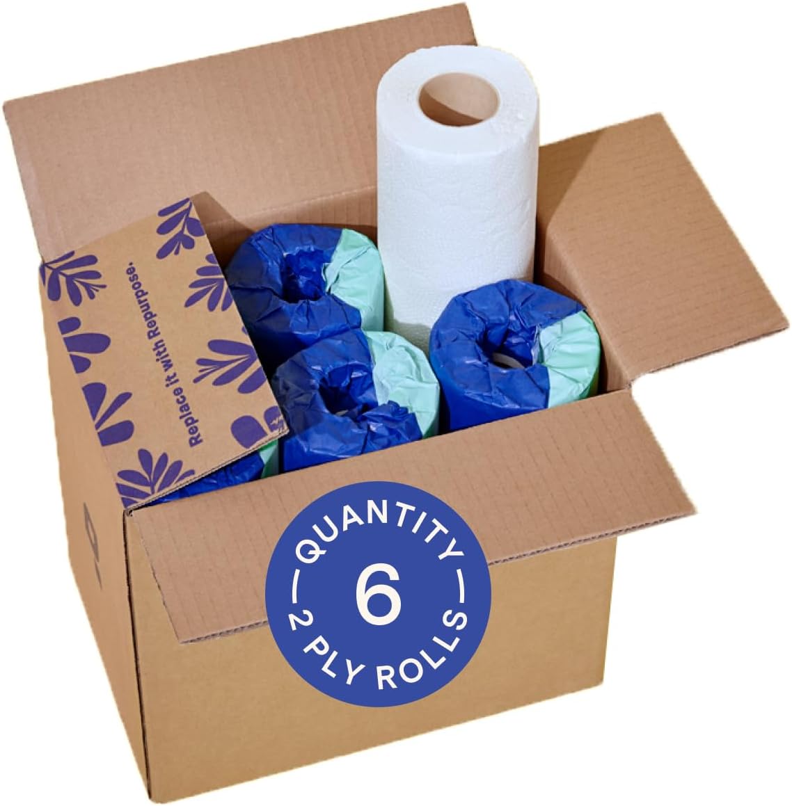 Repurpose 100% Bamboo Paper Towels, Tree Free Paper Towels, Plastic Free Packaging, 6 Rolls, 75 Sheets per Roll, FSC Certified