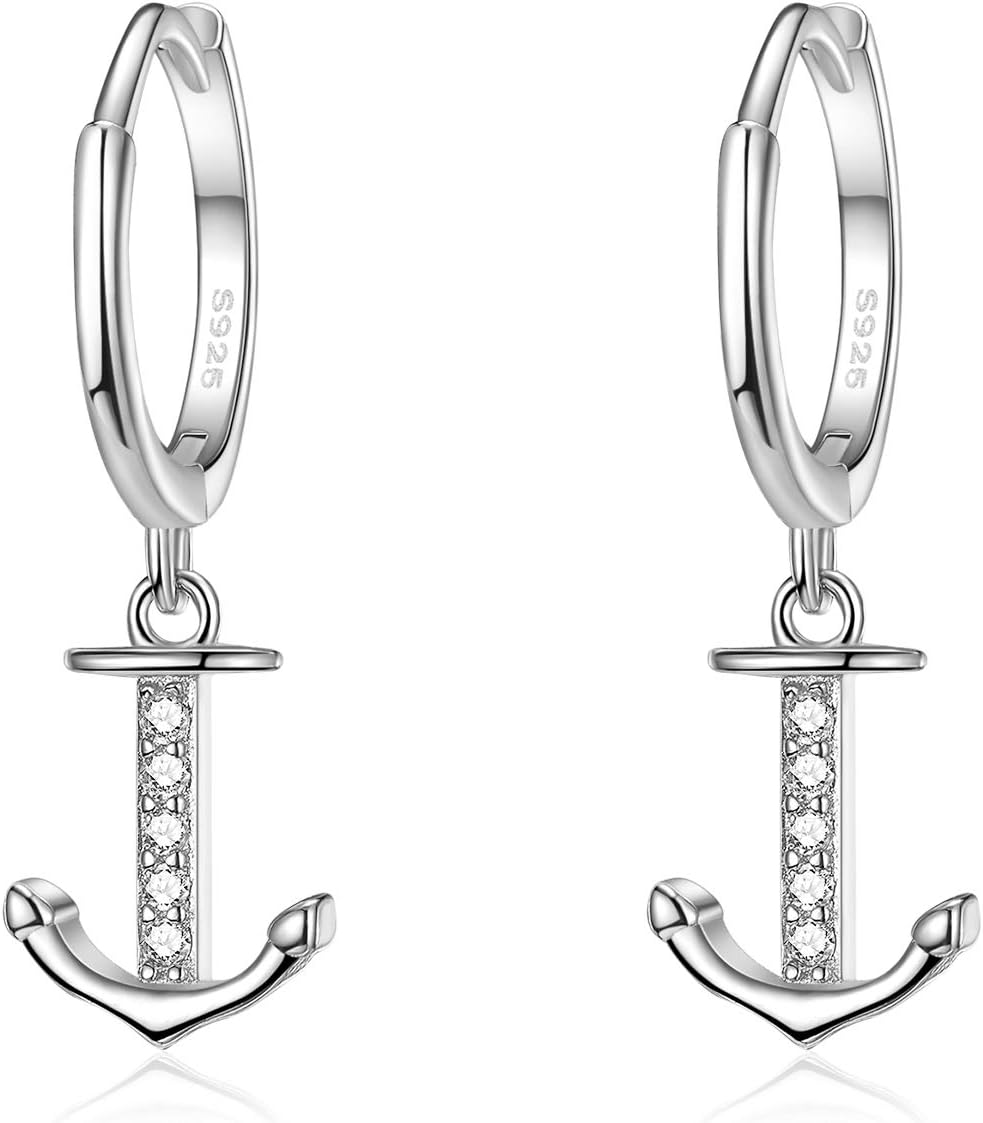 Dainty Dangle Hoop Earring for Women - Small Huggie Hoop Earrings Sets with Butterfly, Bee, Key Charm in 925 Sterling Silver or 18K Gold Plated