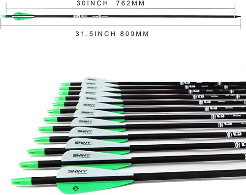 Miniatura 34 de Flecha de carbono de 30 pulgadas con puntas extraíbles para arco compuesto y recurvo (paquete de 12 unidades)