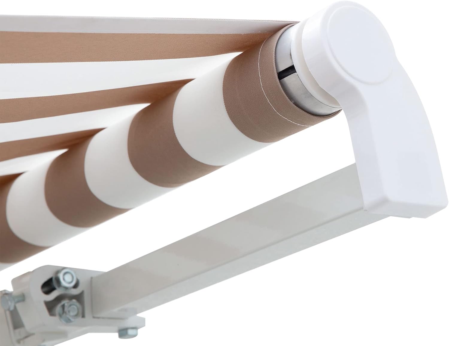Outsunny 12' x 8' Retractable Awning Patio Awnings Sun Shade Shelter with Manual Crank Handle, 280g/m² UV & Water-Resistant Fabric and Aluminum Frame for Deck, Balcony, Yard, Beige