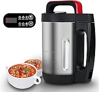 Potlimepan 2L Soup Maker Blender: 6-in-1 for Smooth/Chunky Soups, Smoothies, Sauces, 800W Stainless Steel, 2-6 Servings