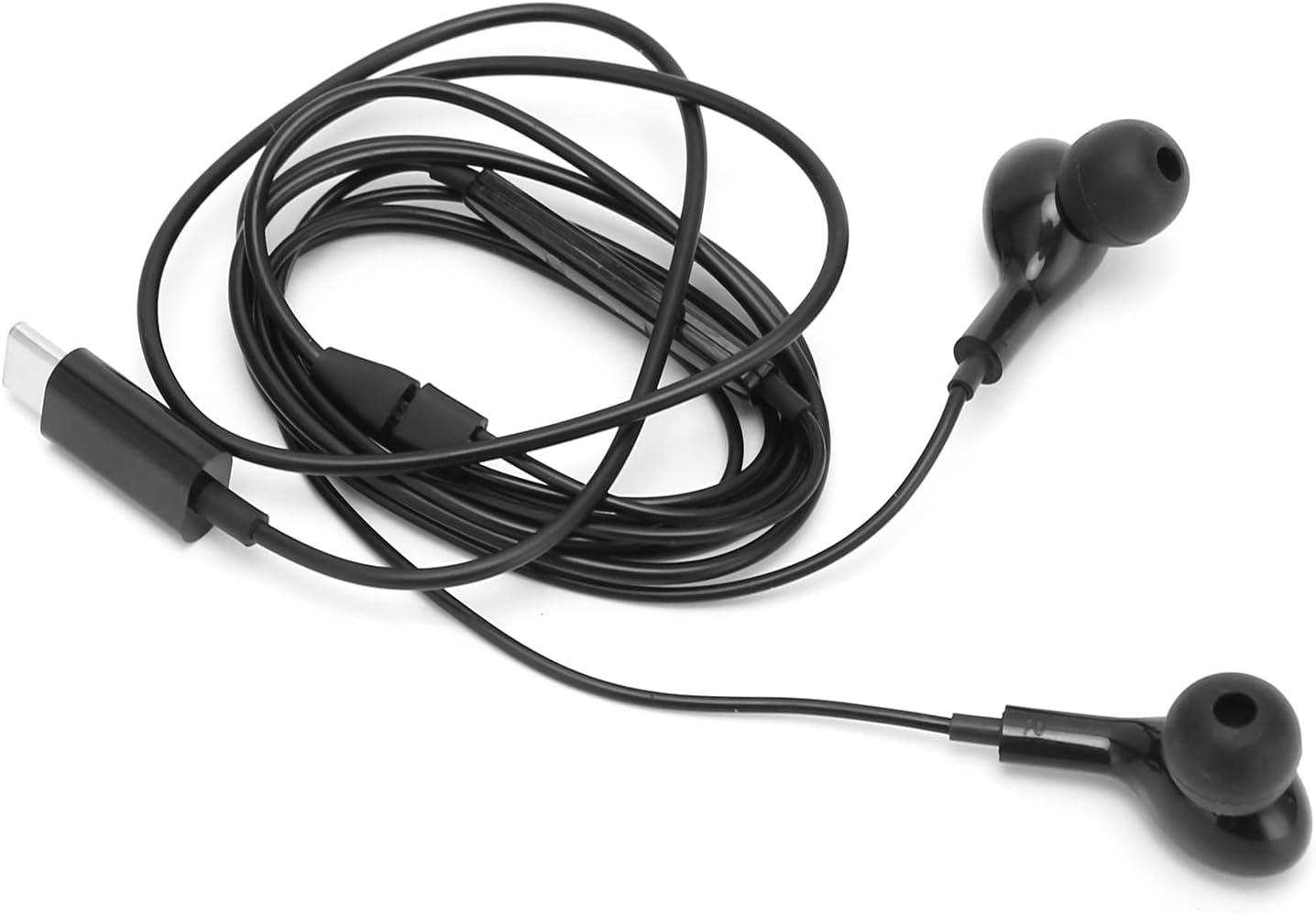 Wired Earphones Noise Canceling Digital Chip for Mobile Phone, Ergonomic and Lightweight Design, Type C, 1 Pair (Black)