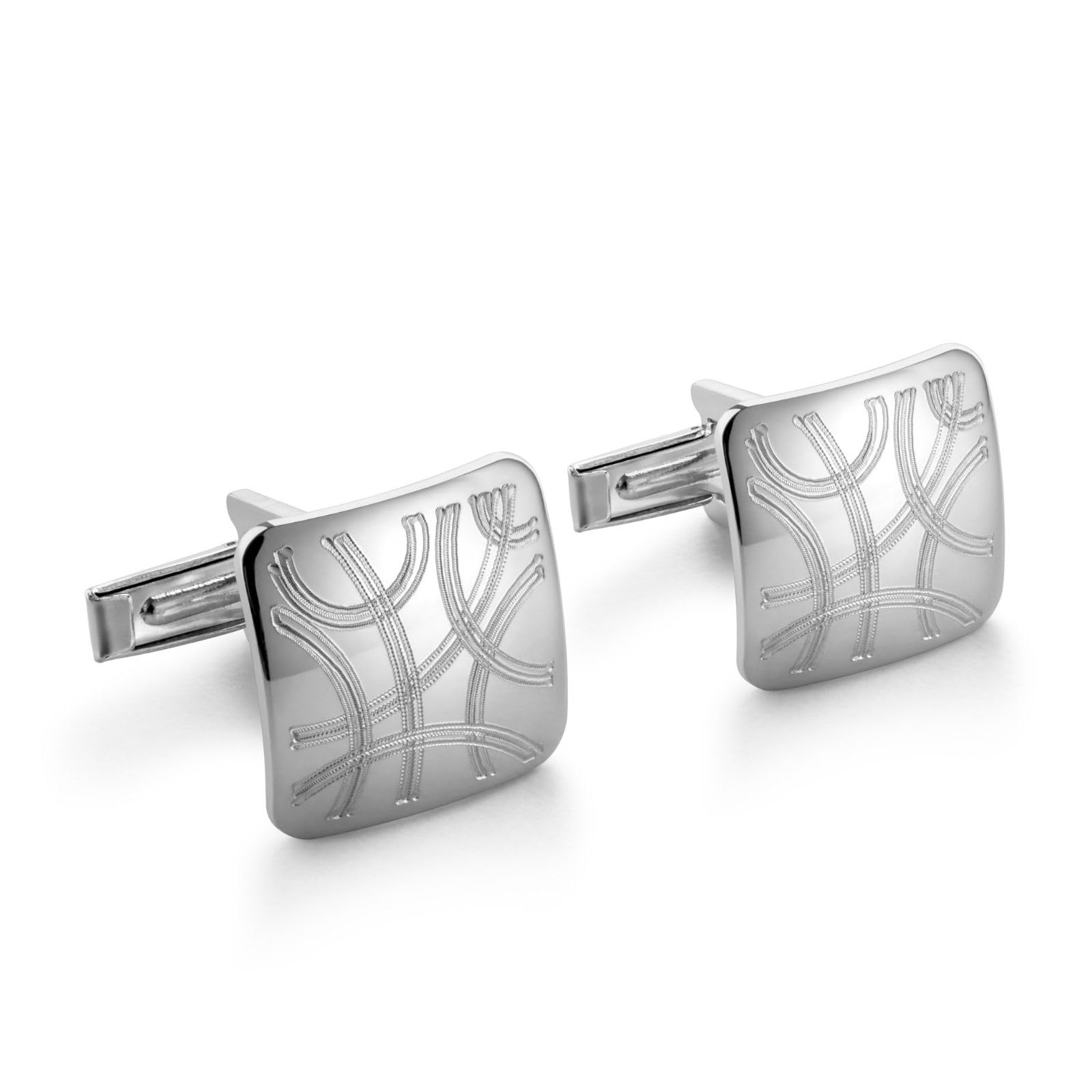 Raffinati Gemelli Da Uomo In Argento 925 Con Motivo Chevron Moderno