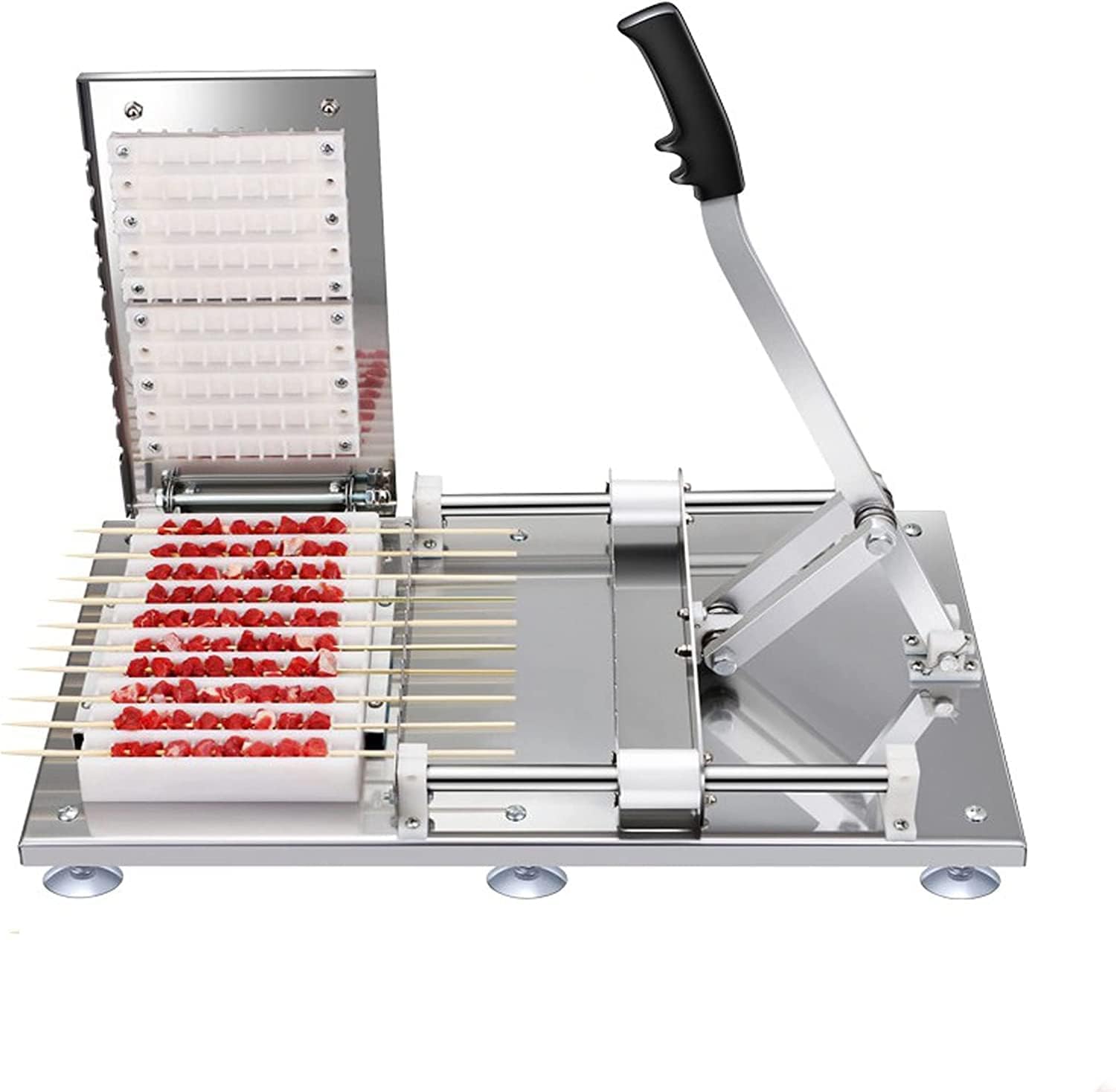 Brochettes à kebab commerciales – Ensemble de brochettes de barbecue en acier inoxydable avec 10 bâtons, parfait pour la maison et les professionnels, idéal pour la viande et les légumes.