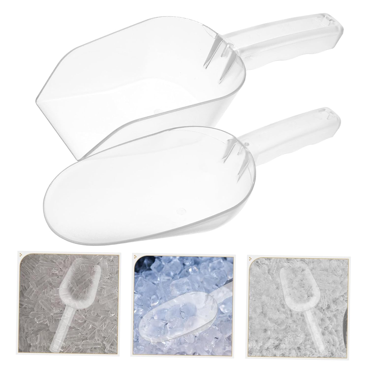 2-Pack Food-Grade Plastic Ice Scoop Shovel Flour Cereal Scoop Large Size for Dried Fruits Easy Cleaning Kitchen Tool