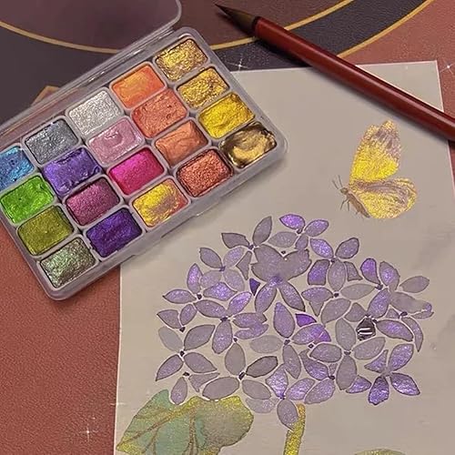 Miniatura 6 de Pintura de acuarela nacarada, juego de pintura de acuarela nacarada, juego de pintura nacarada de acuarela, pinturas de acuarela metálicas, juegos