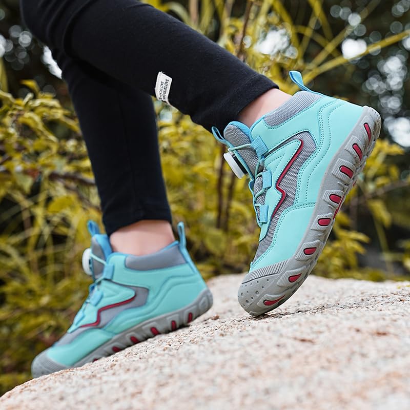 Zapatillas Descalzas Niños Zero Drop Mid Hiking Shoes Antideslizante Ligeras Barefoot Minimalistas Transpirable Unisex 27-37EU