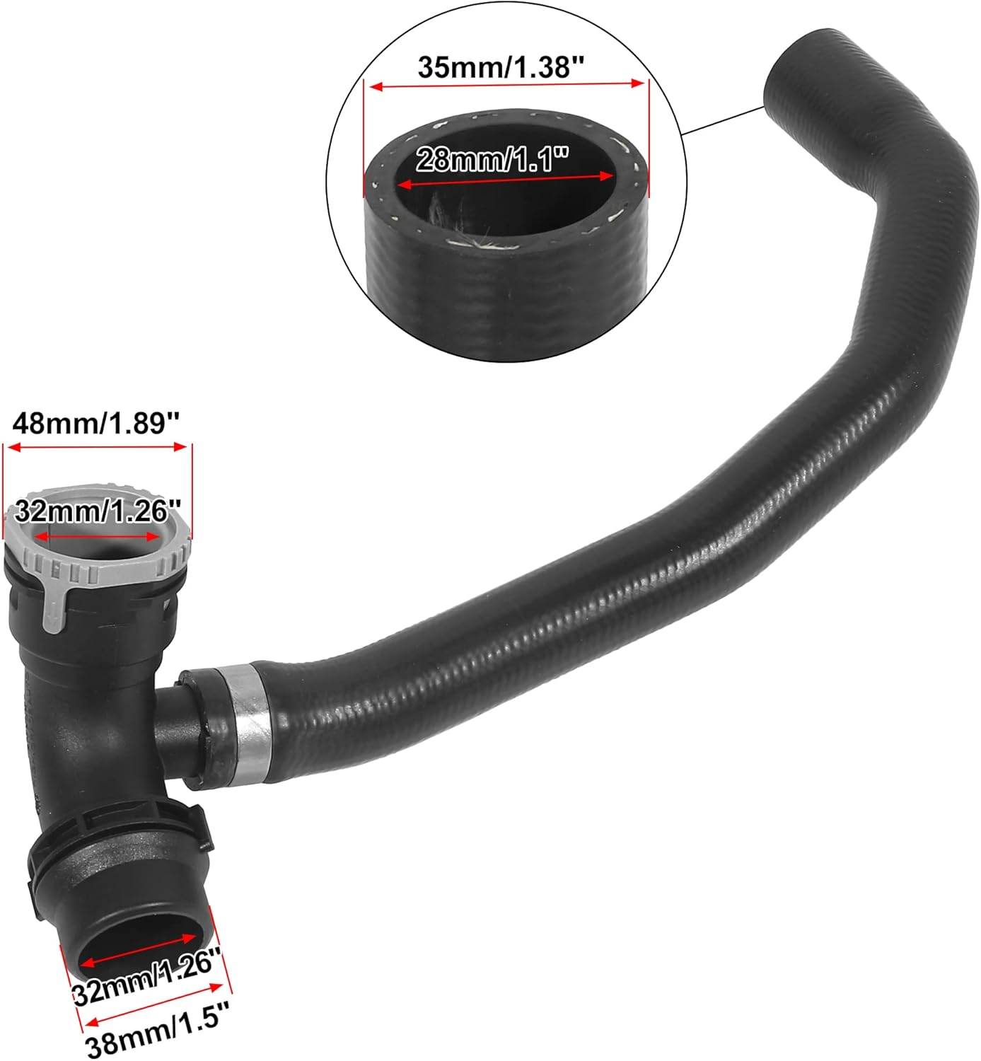 X AUTOHAUX Radiator Coolant Hose LR005564 Rubber Replacement for Land Rover LR2 2008 2009 2010 2011 2012