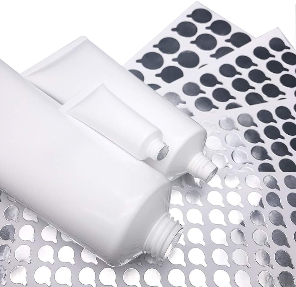 vipolish 5 Sheets 15MM Silver Round Aluminum Foil Sealing Stickers Self-Adhesive Tape Bottle Toothpaste Facial Cleaner Tube Stoppers Safety Sealer Liner Container Sealing