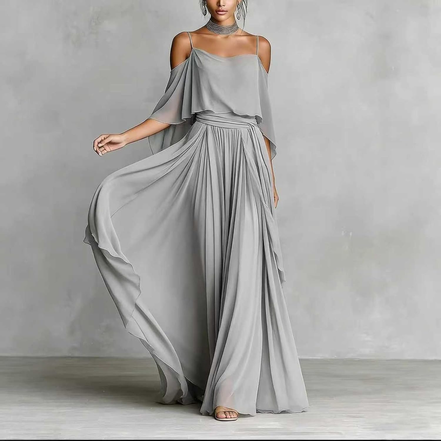 Aoleaky Women's Keyhole Neckline Sleeveless Maxi Dress, Casual A-Line Formal Dress