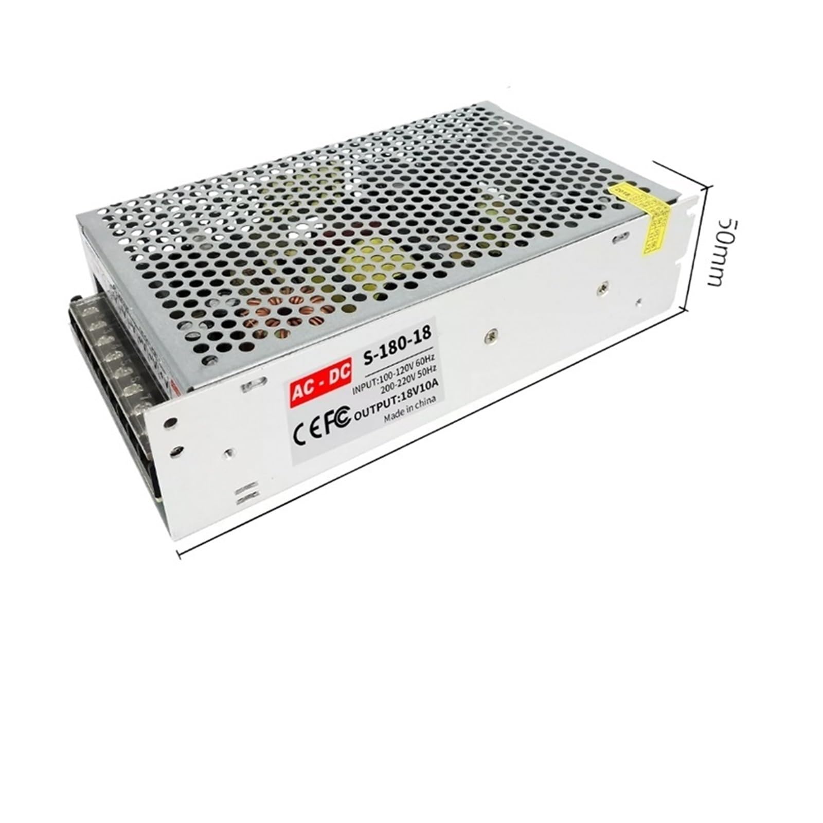 Adattatore di alimentazione a commutazione Alimentatore a commutazione 18 V Trasformatore di luce CA a CC 18 V 1A 2A 3A 5A 6A 10A 20A Adattatore di alimentazione SMPS(18V 10A 180W)