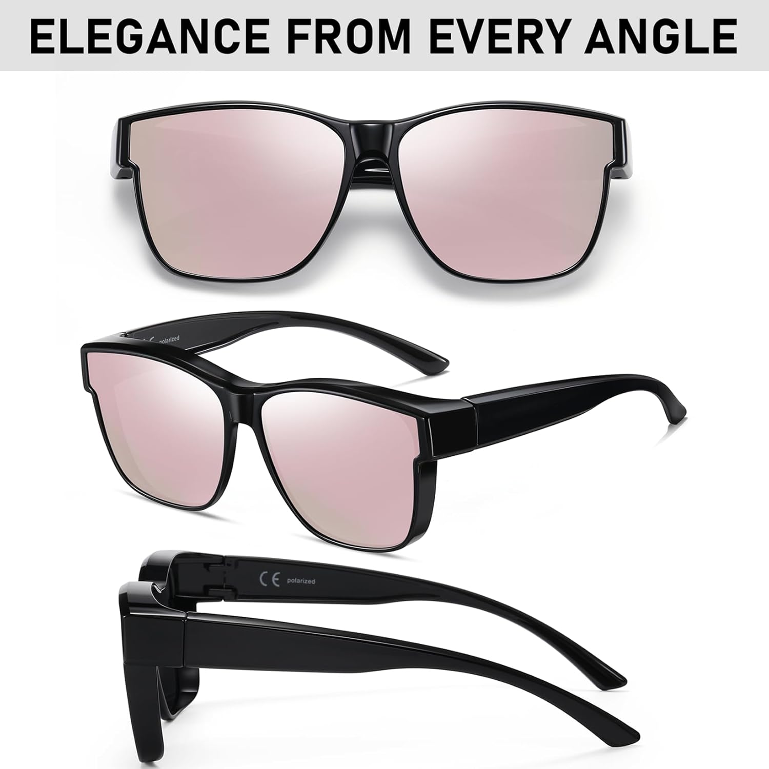 Over Glass Sunglasses for Men Women,Lightweight Square Polarized Sunglasses Wear Over Glasses,UV Protection - Image 7