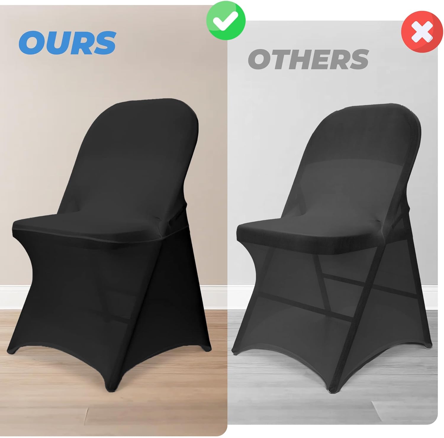 30 PCS Black Spandex Folding Chair Covers, Upgraded Universal Fitted Chair Slipcovers Protector for Wedding, Banquet, Party, Holidays, Celebration, Decoration