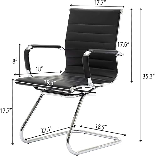 Miniatura 3 de Sillas de recepción, sin ruedas, silla de conferencia, de cuero, resistente, soporte para la espalda, silla de invitados de oficina, juego de 2