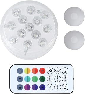 Submersible LED Lights with Remote, Waterproof Underwater Led Lights, 13 Led Decoration Light for Aquarium, Hot Tub, Pond, Pool, Base, Vase, Garden, Wedding, Party