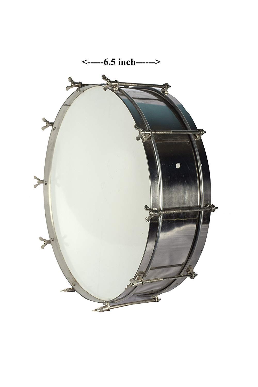 sm sai musicals Thap Dhol Steel 15 inch, Silver with Stick and Belt,-image-44