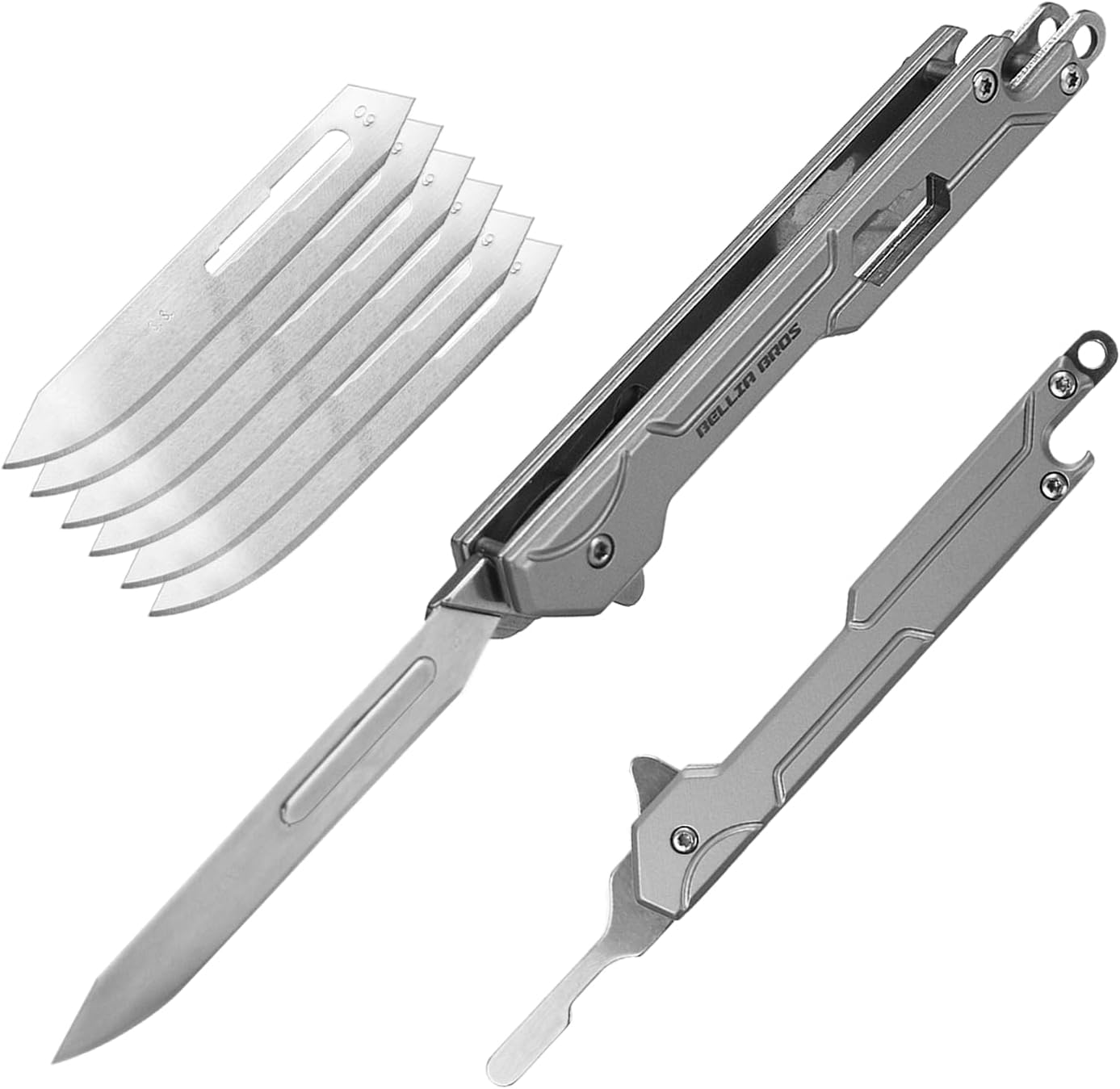 EDC Folding Pocket Knife, Bottle Opener Scalpel Utility Knives Small Keychain Knives for Men Outdoor with 10pcs #60 Replaceable Blades