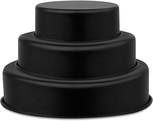 P&P CHEF Juego de 3 moldes antiadherentes para tartas, 6, 8 y 9.5 pulgadas, moldes redondos para hornear pasteles de Navidad, para hornear asar al