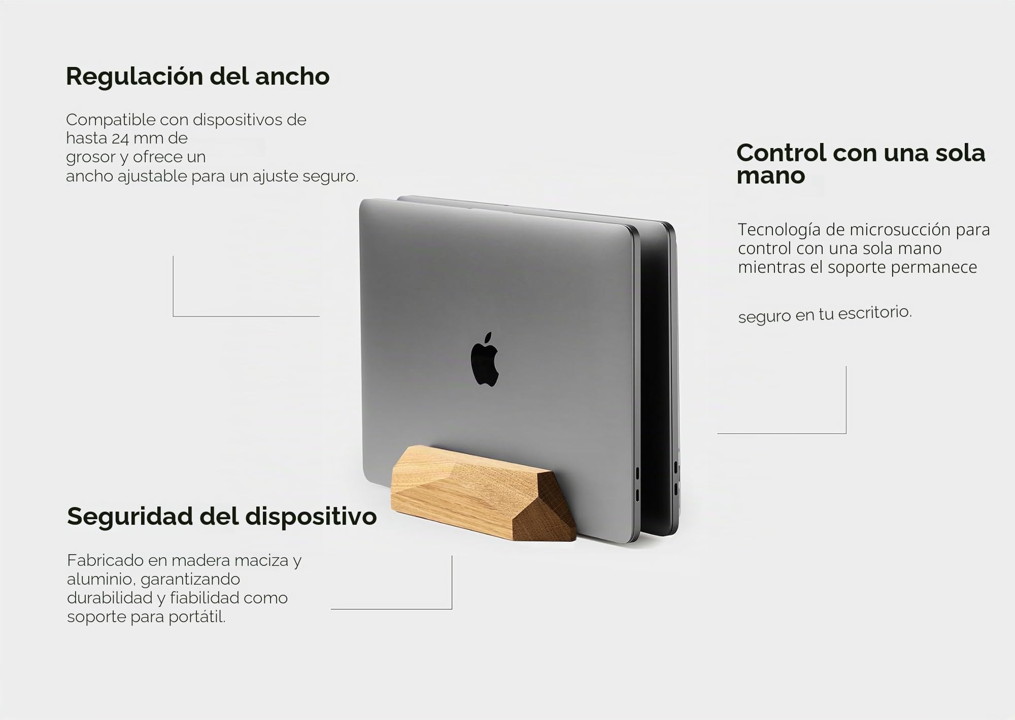 Oakywood - Soporte Vertical para portátil - Soporte de Madera para portátil - Soporte para 2 portátiles - Compatible con MacBook Pro, Compatible con MacBook Air, Compatible con iPad - Roble