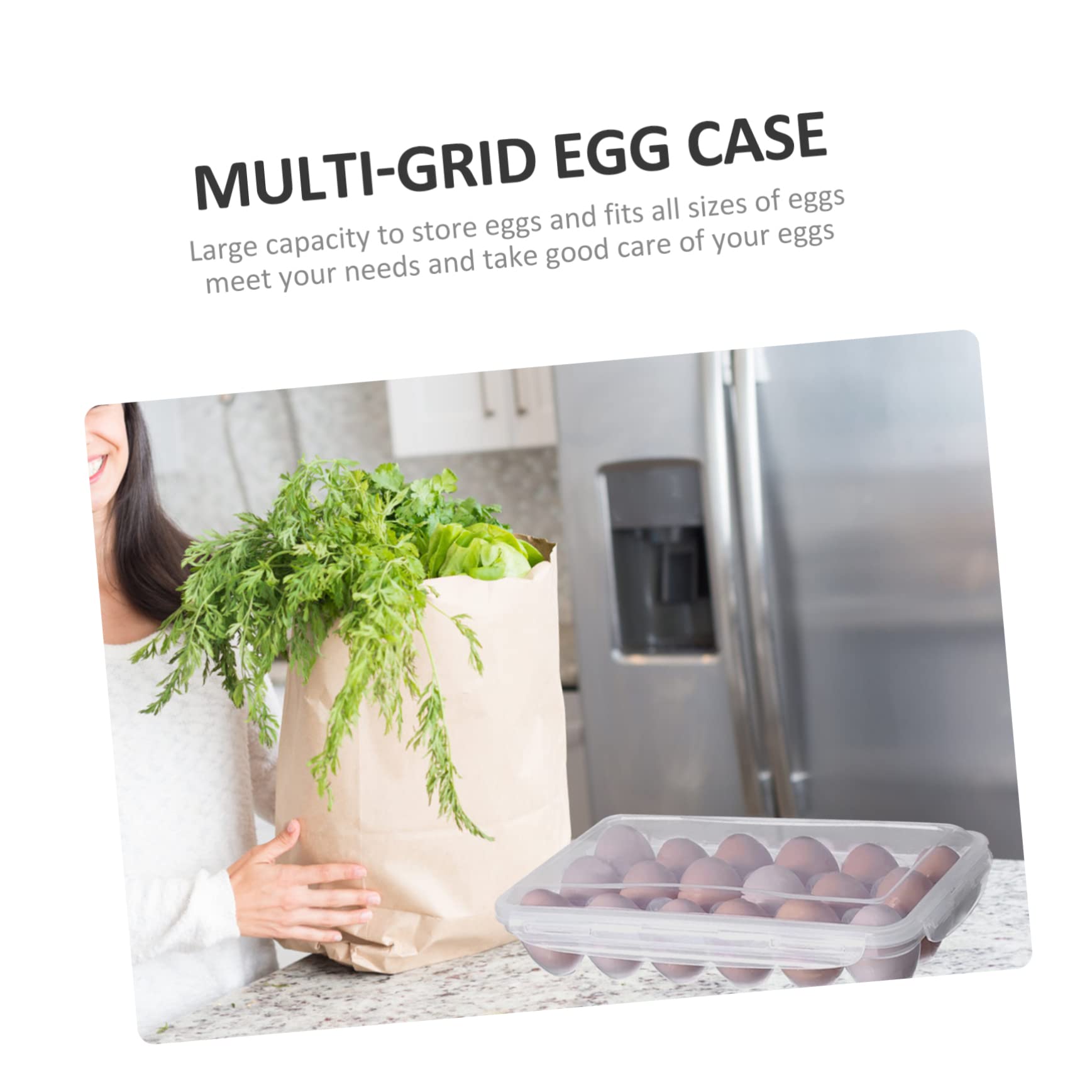 STOBAZA 3piezas Caja De Almacenamiento De Huevos Tapa Compartimentos Organizador Transparente Para Refrigerador Para Cocinas y Congeladores Diseño Resistente y Práctico Para Hogar