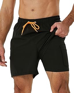 Mens Swimming Trunks with Compression Liner 2 in 1 Quick-Dry Swim Shorts...