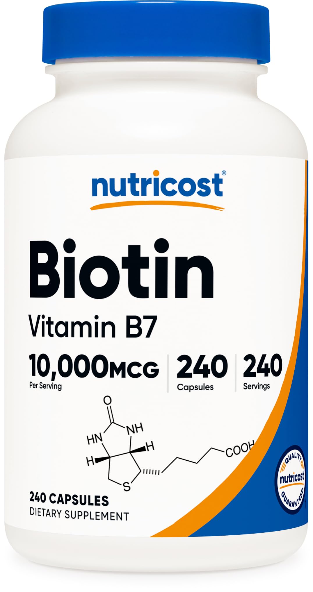 NutricostBiotin (Vitamin B7) 10,000mcg (10mg) Vitamin Supplement, 240 Capsules - Vegetarian, Gluten Free, Quick Release, Non-GMO