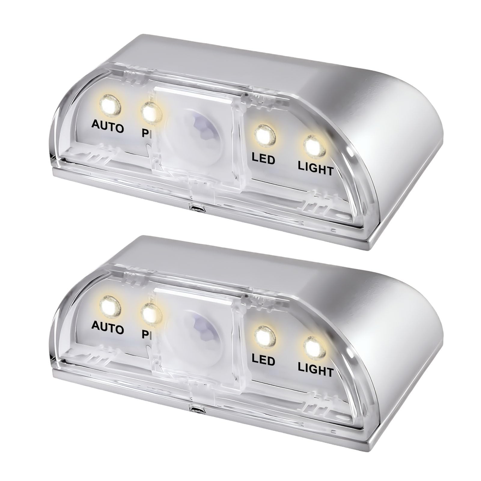 2 Pack Keyhole Lights Key Light PIR Infrared IR Wireless Door Lock Lamp Auto Sensor Motion Detector 4 LED Bulbs lamp Stick-on Anywhere Tap Lights Battery Operated-Silver Excludes 2 AA Batteries
