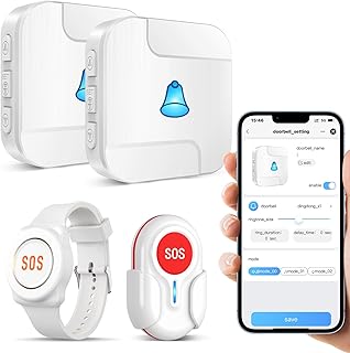 DAYTECH Notrufknopf für Senioren auf Handy, WiFi Tuya Smart Senioren Notfallknopf Alert System, Hausnotruf für ältere Patienten Behinderte,Kinder(2Empfänger+1Notruf Armband+1Tasten)