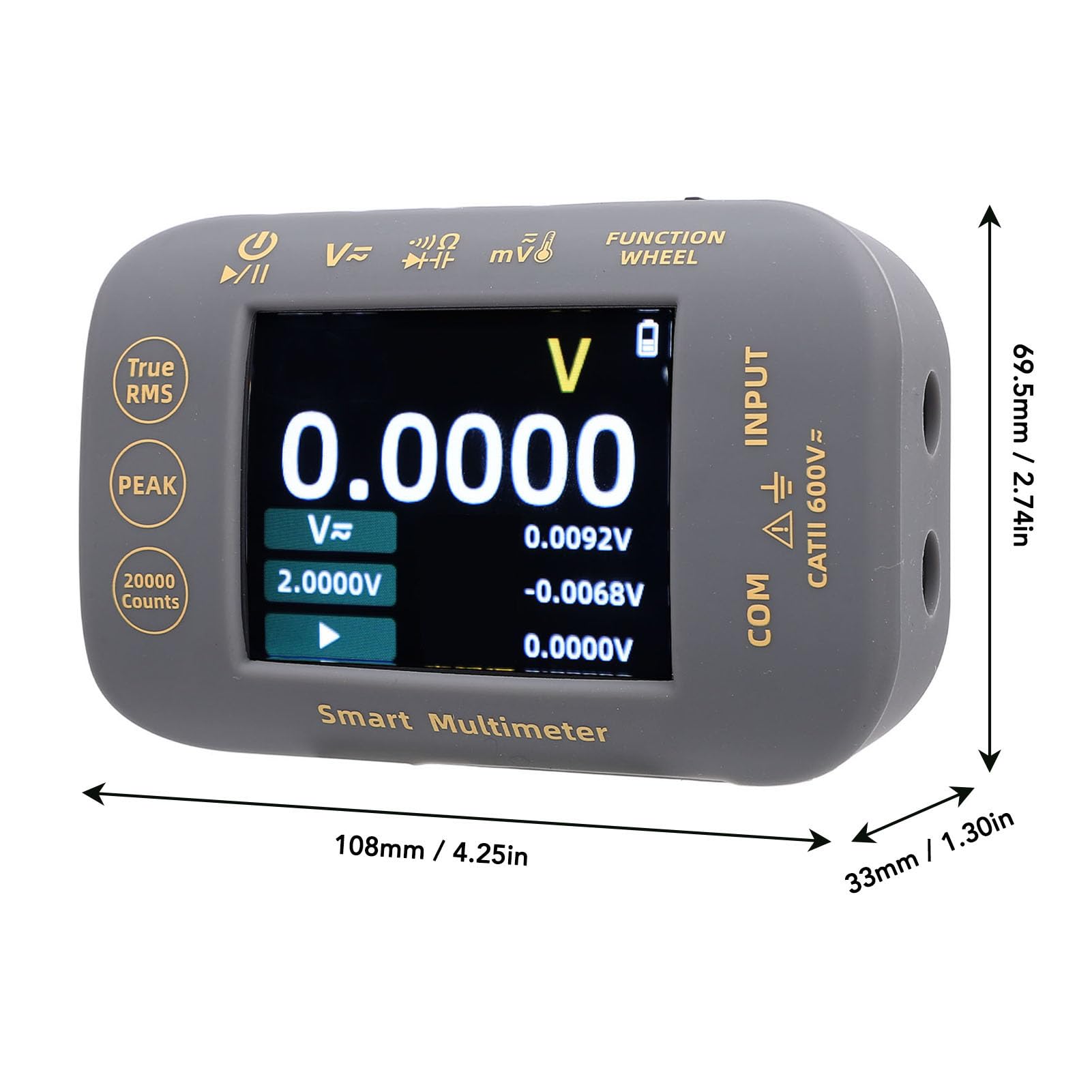 Multimetro Digitale Fotovoltaico 20000 Conteggi Vero RMS Tester per Pannelli Solari Ad Alta Precisione, Schermo LCD a Colori da 2,8 Pollici Multimetro per Batteria Ricaricabile per Tensione di