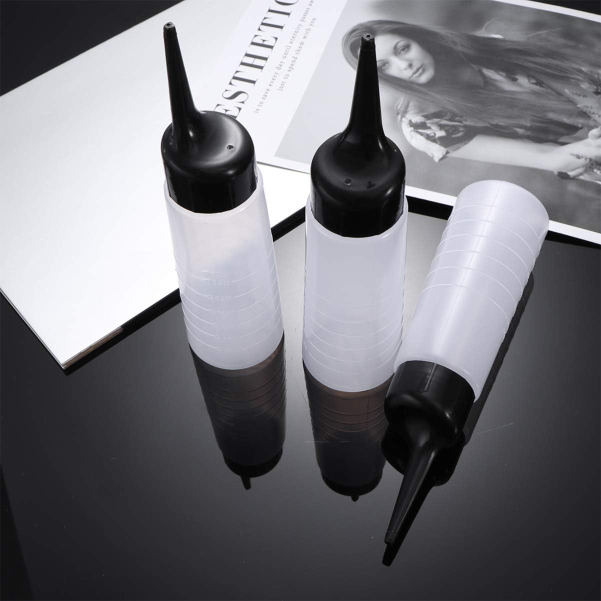3pcs Small Hair Color Bottle Dye Bottle for Hair Refillable Container Slant Tip for Salon Use