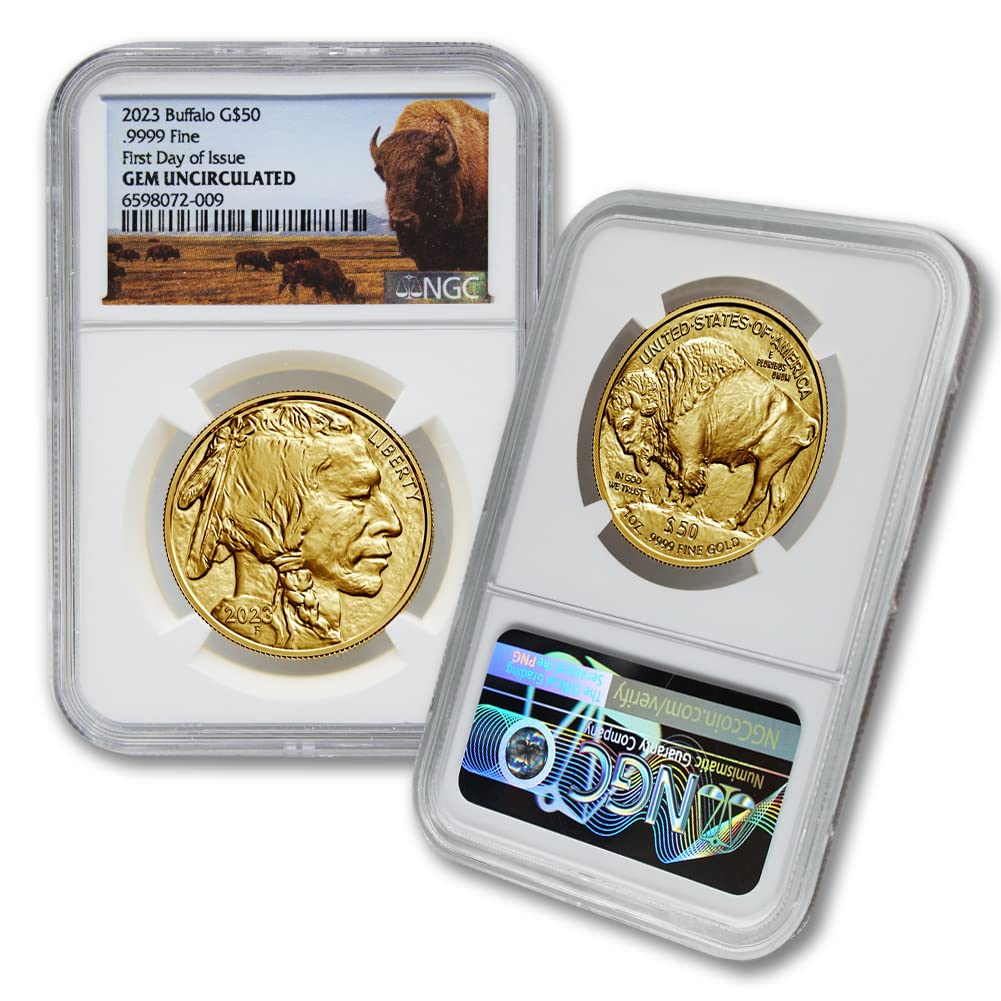 2023 1 oz Gold Buffalo Bullion Coin Gem Uncirculated (First Day of Issue - Bison Label) 24K $50 GEMUNC NGC at 's Collectible Coins Store