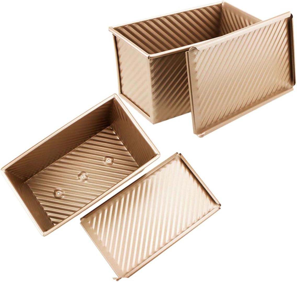 2pcs Nonstick Pullman Loaf Bread Pan with Sliding Lid, Household Small Baking Mold for Oven Toast Bread Baking