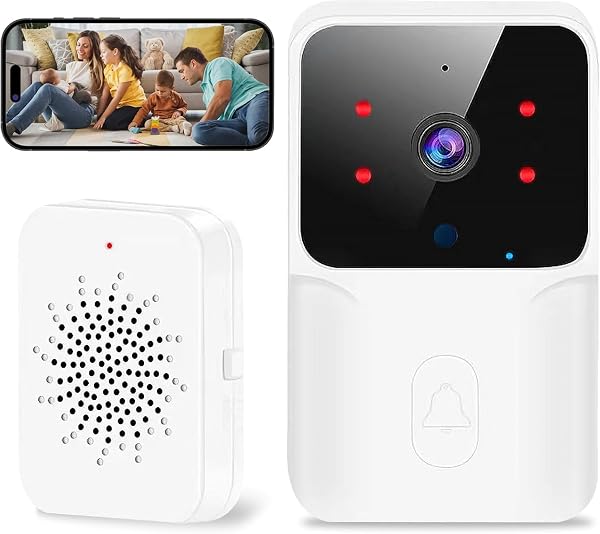 Générique Sonnette sans Fil Extérieure Étanche,Sonnette Vidéo sans Fil avec Caméra,1080P Surveillance WiFi de Vision Nocturne HD,Audio Bidirectionnel, Alertes de Détection Humaine - 1