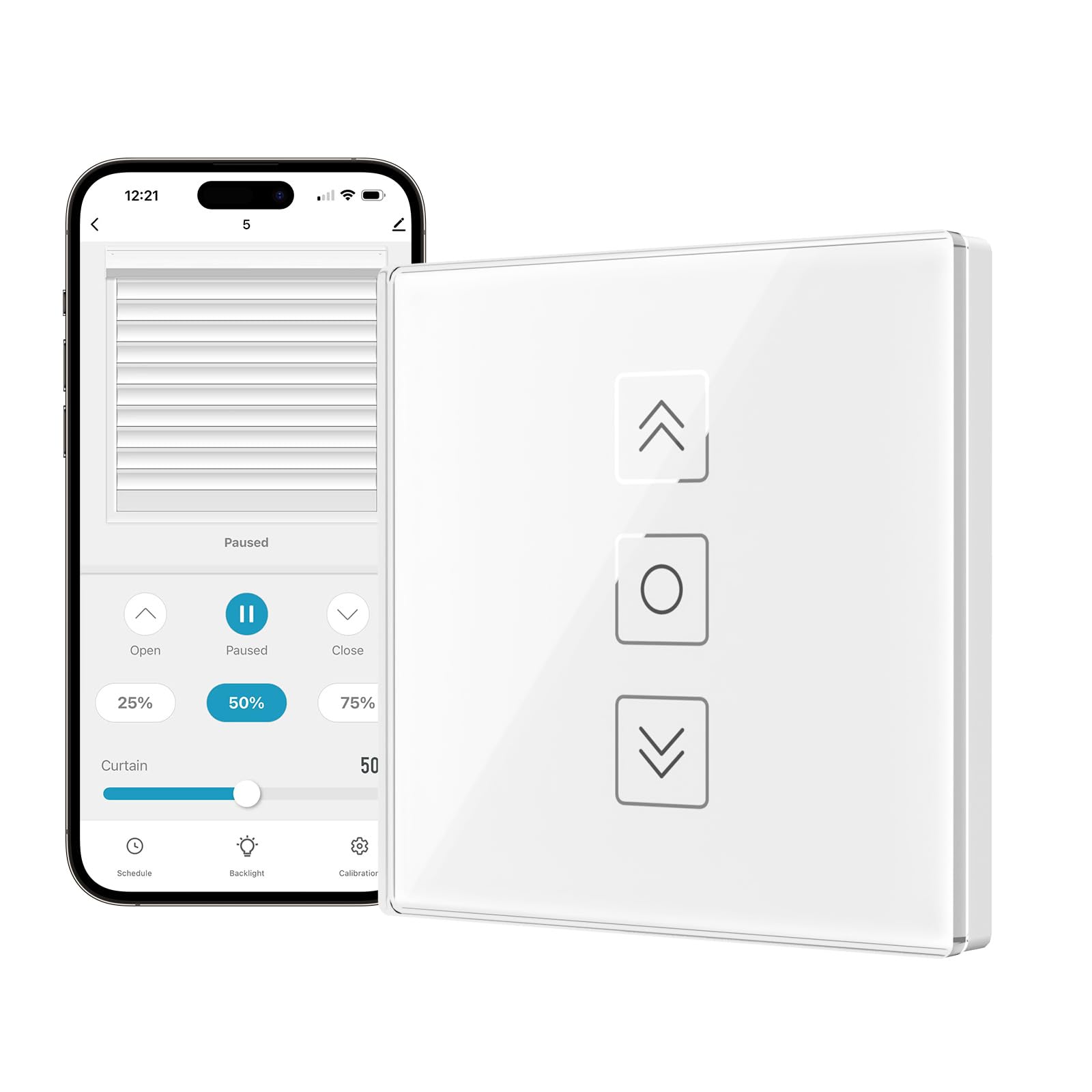 Percentual Wifi Shutter Switch 80 x 80 mm, Smart Shutter Switch Control by Smart Life, Compatible with Alexa/Google Assistant, Neutral Cable Required